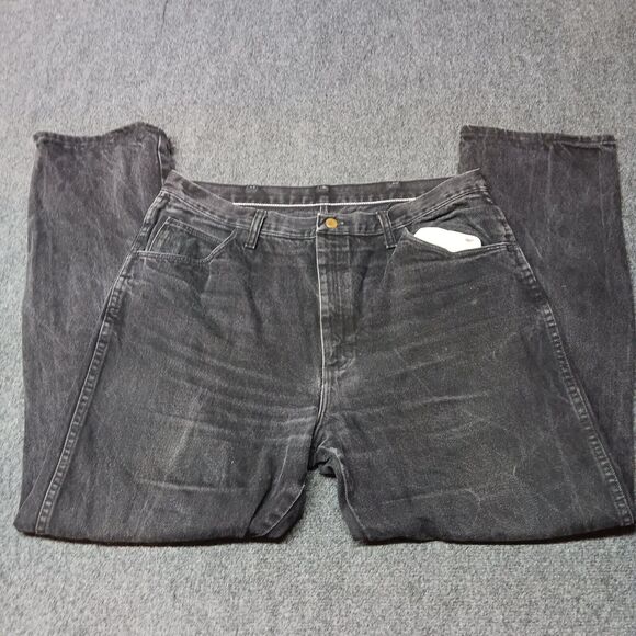 Vintage Legendary Gold Jeans Men 38x32 Black Regular Fit Straight Leg Whiskered - Picture 1 of 11